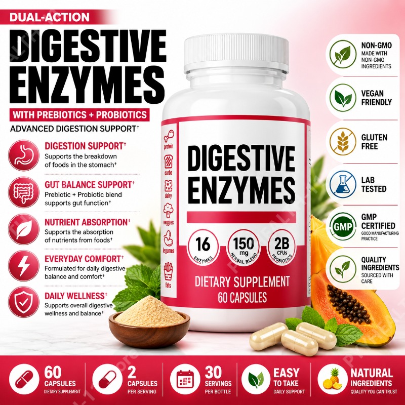 Digestive Enzyme Blend - Digestive Enzymes with Prebiotics and Probiotics