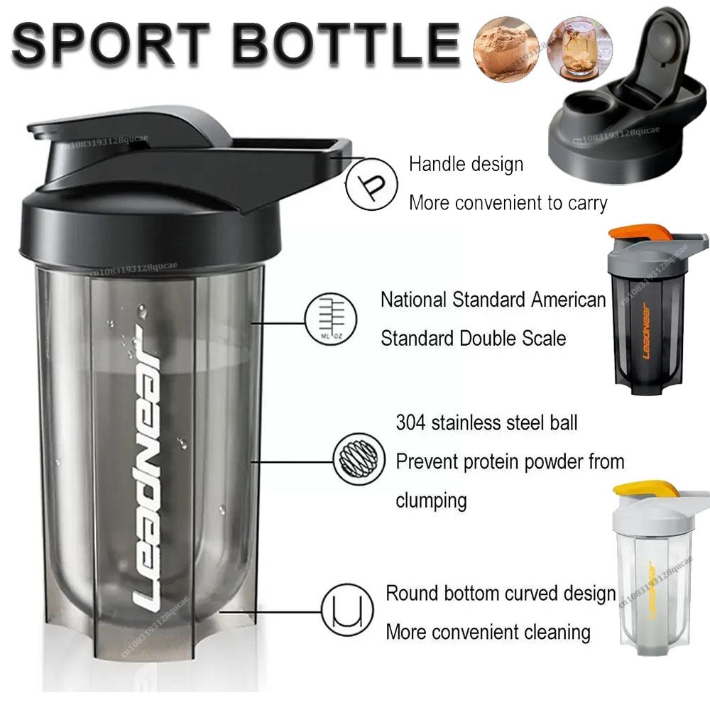 Protein Shaker Bottle - Portable Protein Shaker 500ml Fitness Bottle