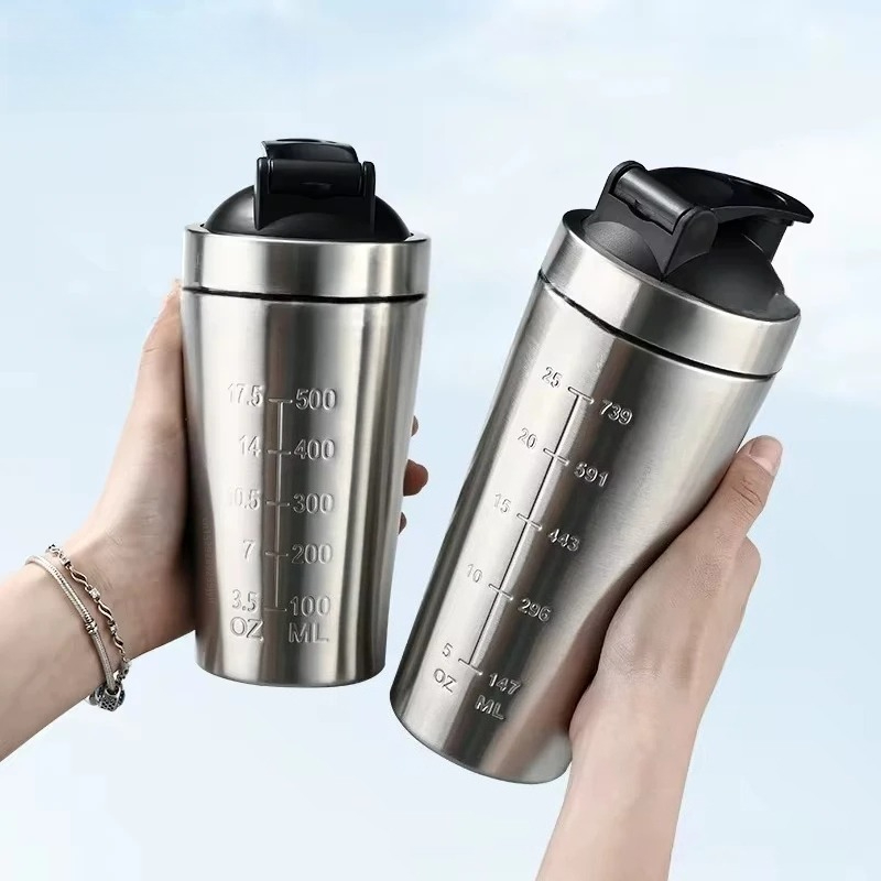 Protein Shaker Bottle - 1pcs Stainless Steel Protein Powder Shaker