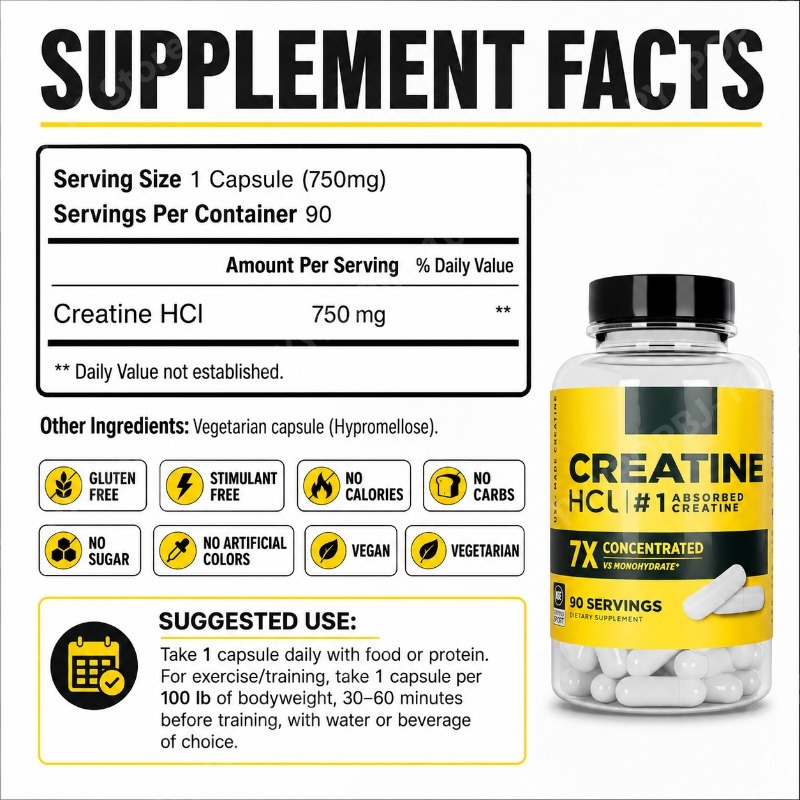 Creatine HCl 750mg 90 Capsules - огляд і ціна Nutrition Fitness Supplements