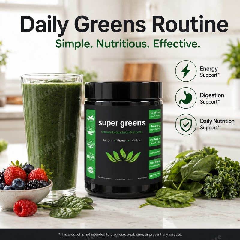 Super Greens Powder with Fruit - огляд і ціна Digestive Enzyme Blend