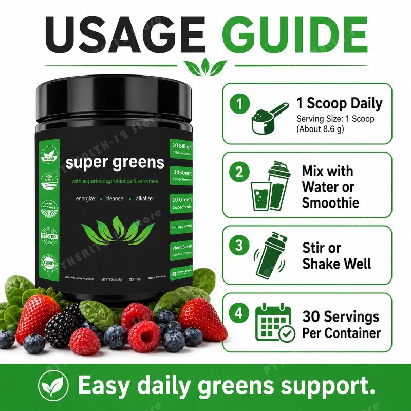 Super Greens Powder with Fruit - огляд і ціна Digestive Enzyme Blend