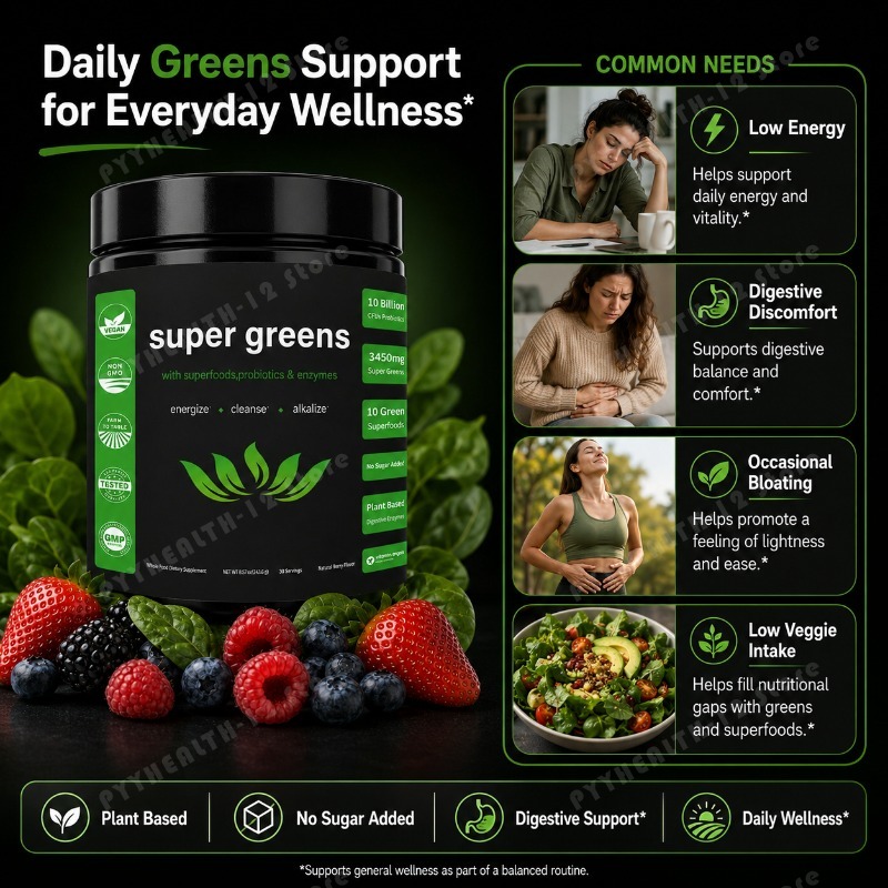 Super Greens Powder with Fruit - огляд і ціна Digestive Enzyme Blend