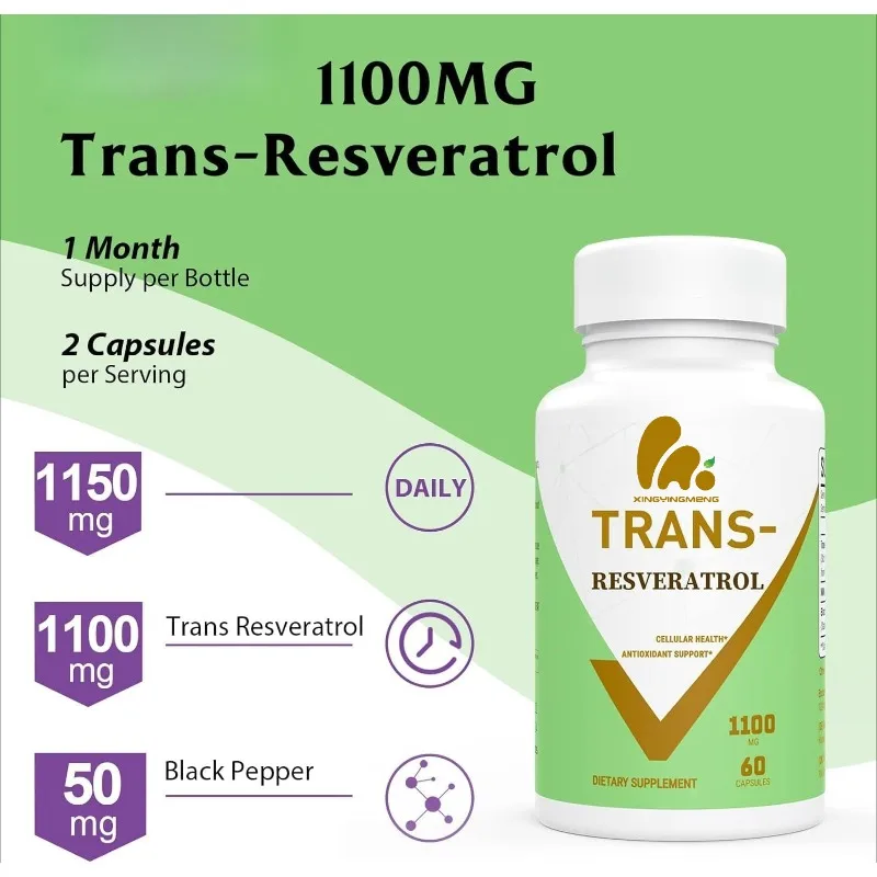 99% Resveratrol 1100mg Antioxi - огляд і ціна Resveratrol Capsule Anti Aging