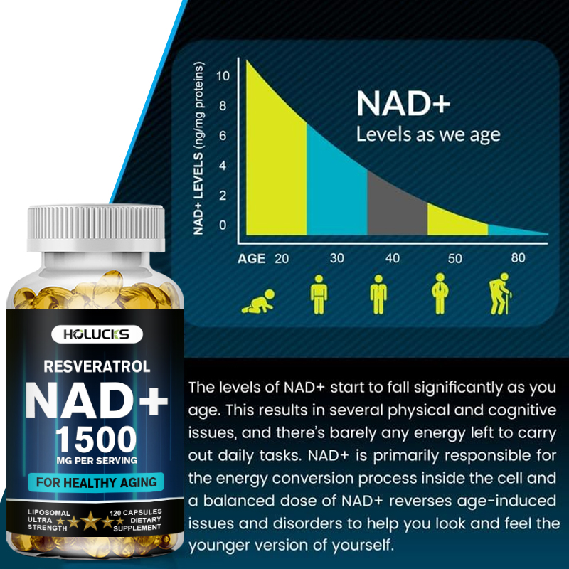 HOLUCKS NAD+ Capsules, with NA - огляд і ціна Resveratrol Capsule Anti Aging