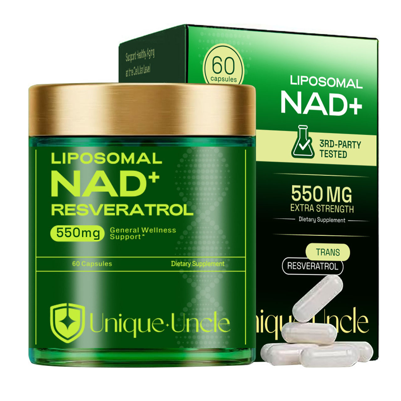 Liposomal NAD+ Supplement 550m - огляд і ціна Resveratrol Capsule Anti Aging